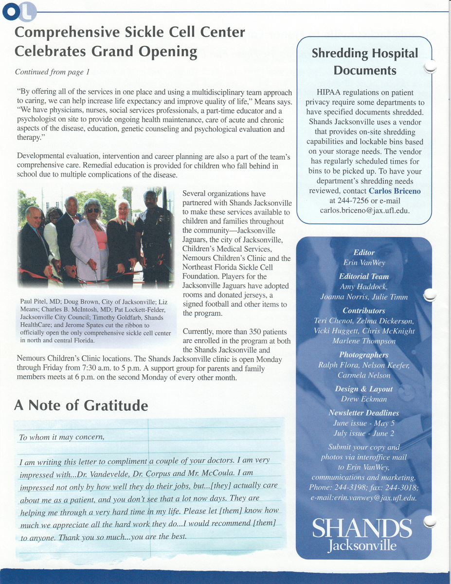 2003-05 Open Lines May - Sickle Cell Center Opens-2